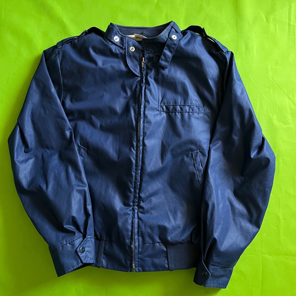 Vintage Unitog Navy Blue Work Jacket Faux Fur Lined Union Made USA Mens Medium